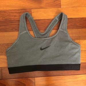 Gray Nike pro sports bra